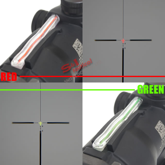 4x32 ACOG Style Scope w/ real Red Green Fiber Crosshair